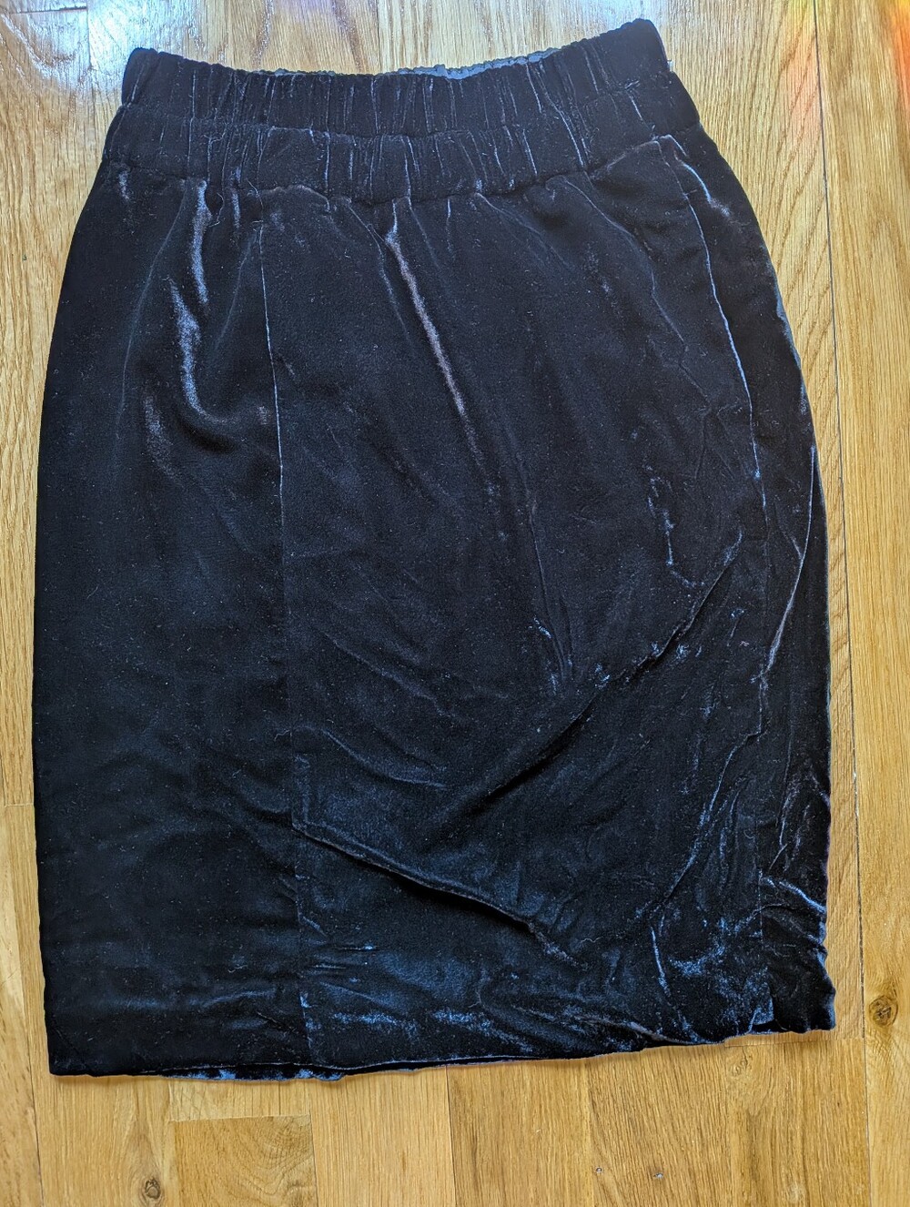 J. Crew Black Velvet Skirt with Elastic Waist